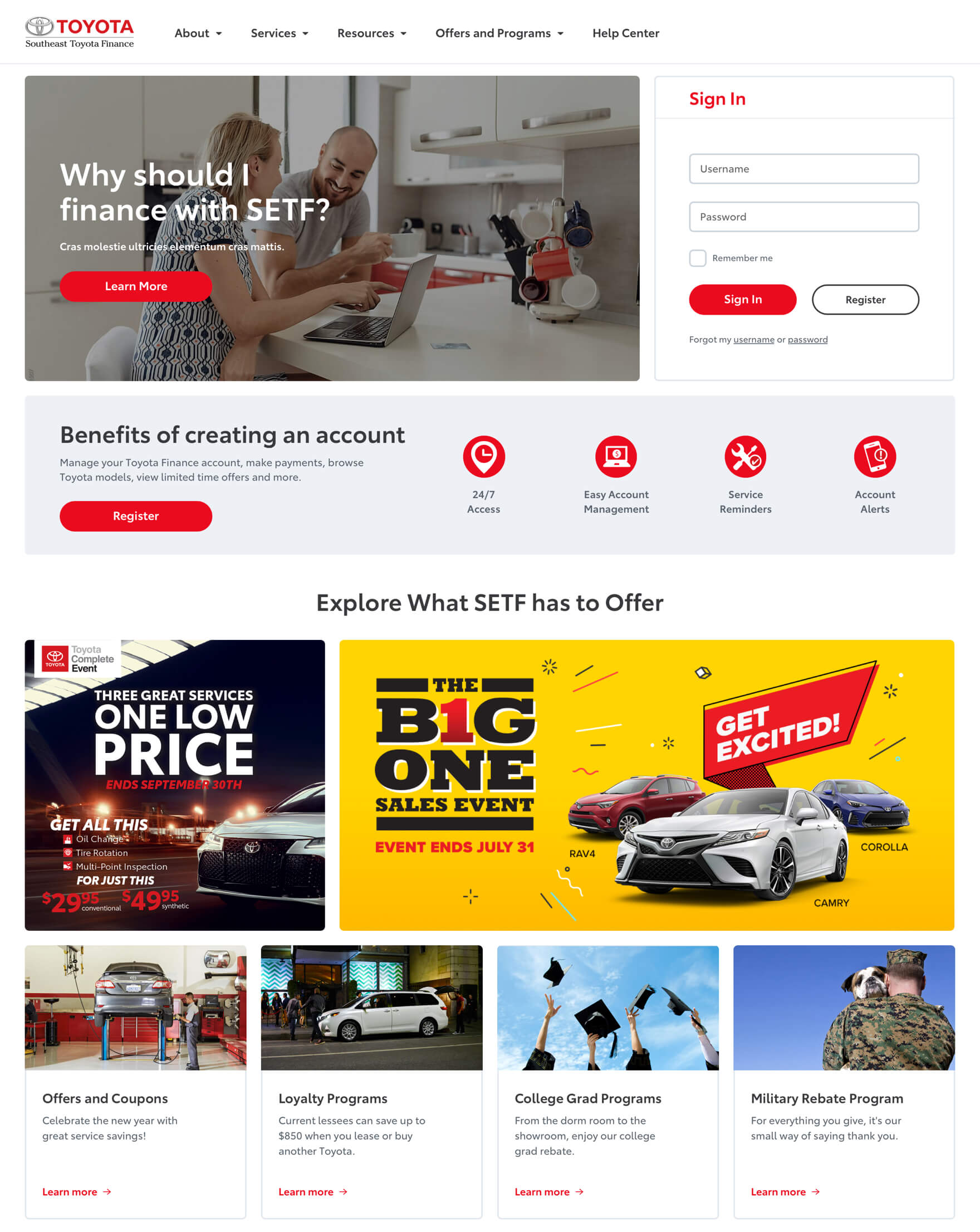 SETF website homepage