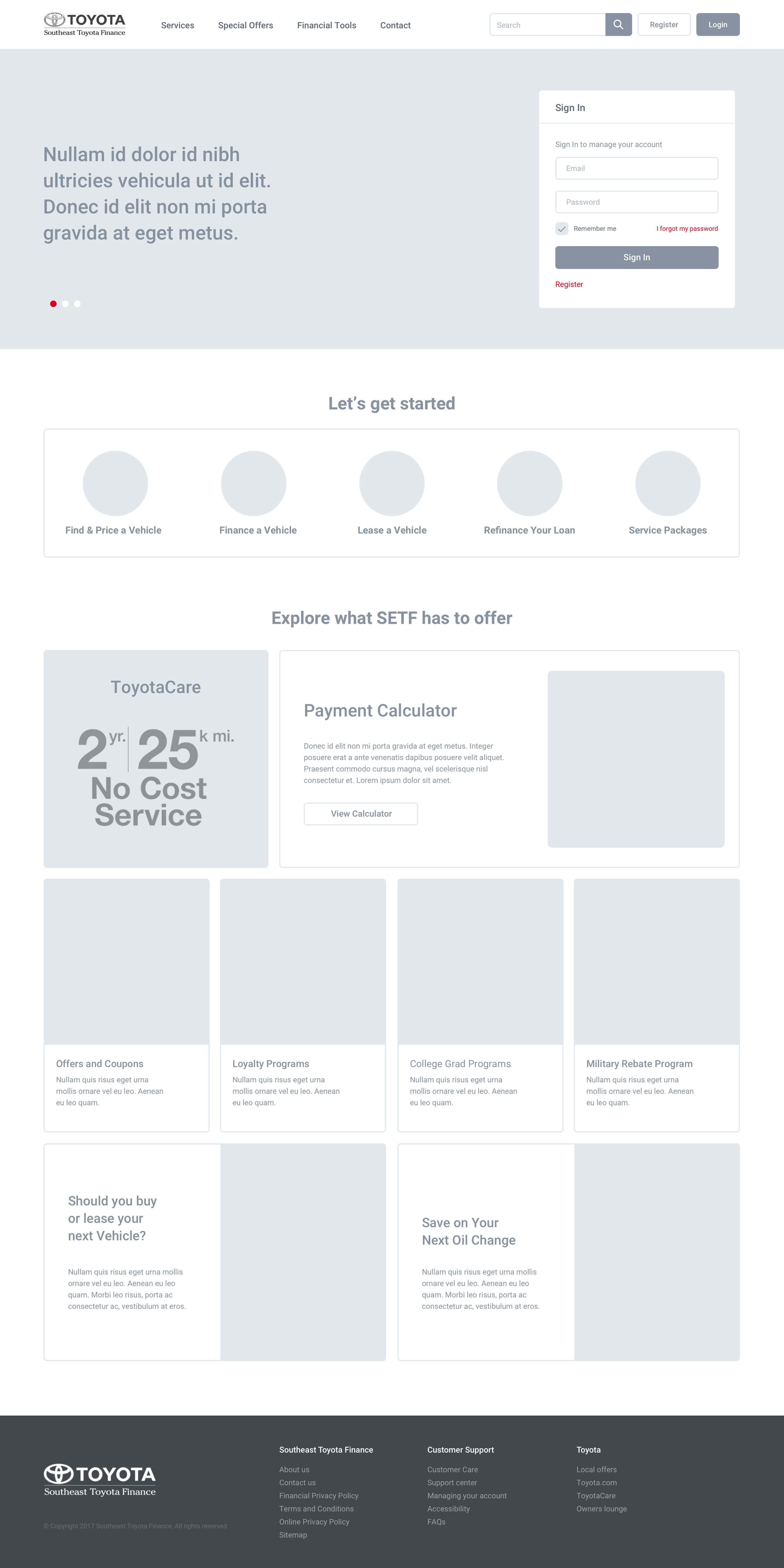 SETF wireframes