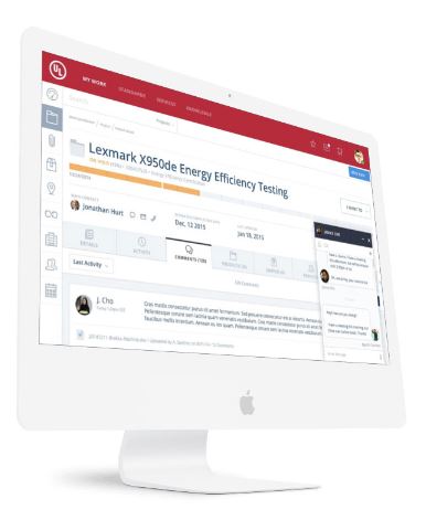 UL Customer Portal website shown on external screen