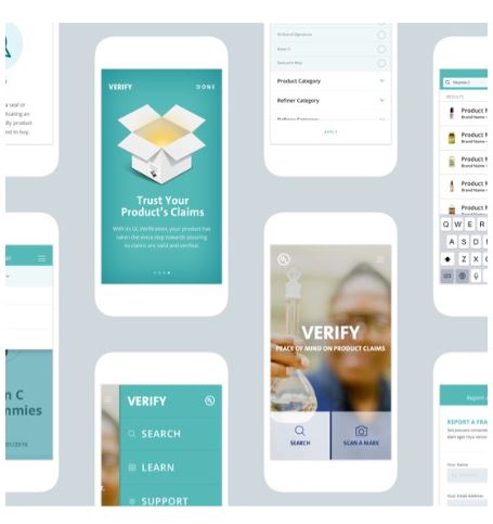 Many UL Verify website screens shown on mobile devices